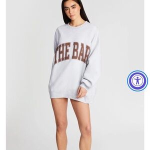 The Bar Varsity Sweatshirt Light Heather Gray Chocolate Brown
